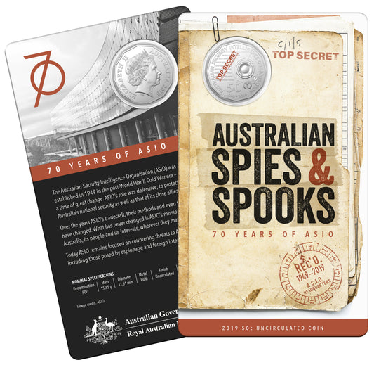 2019 50c Australian Spies & Spooks 70 Years of ASIO Uncirculated Coin