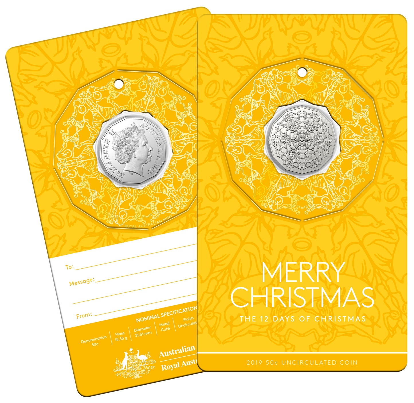 2019 50c Twelve Days of Christmas Uncirculated Coin