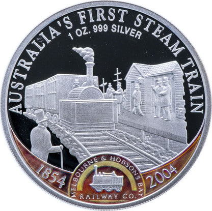 Cook Islands 2004 $1 Australia's First Steam Train 1oz Silver Proof Coin