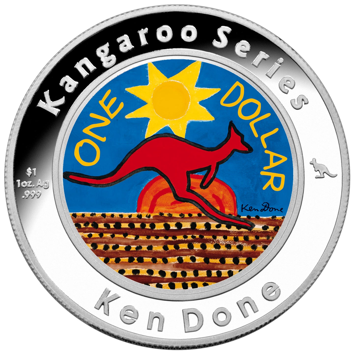 2009 $1 Kangaroo Great Australian Artist In Colour 1oz Silver Coloured Proof 3 Coin Set