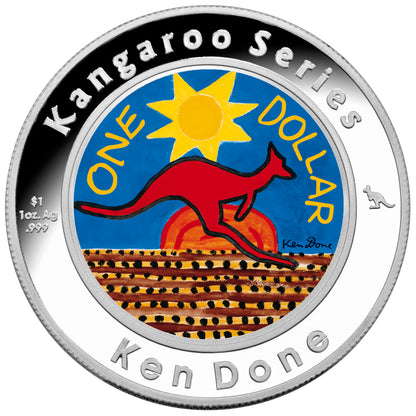 2009 $1 Kangaroo Great Australian Artist In Colour 1oz Silver Coloured Proof 3 Coin Set