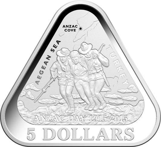 2015 $5 ANZAC Centenary Silver Proof Triangular Coin