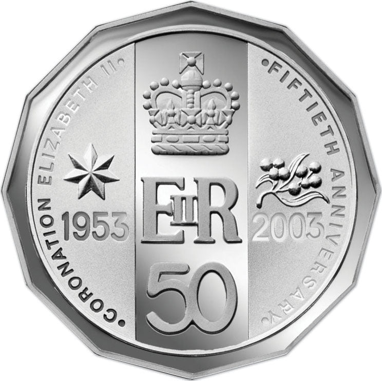 2003 50c 50th Anniversary Queen Elizabeth II Coronation Silver Proof Coin