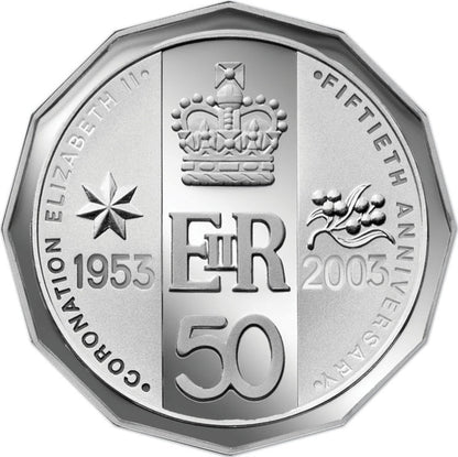2003 50c 50th Anniversary Queen Elizabeth II Coronation Silver Proof Coin