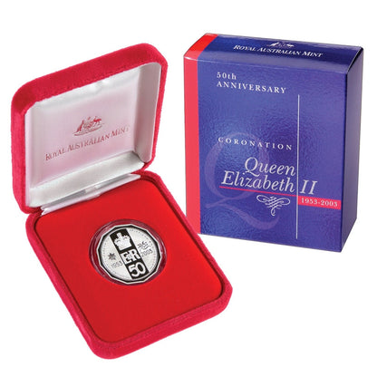 2003 50c 50th Anniversary Queen Elizabeth II Coronation Silver Proof Coin
