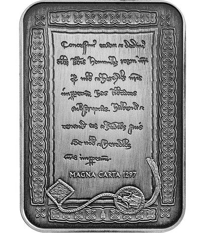 2015 $5 800th Anniversary of The Magna Carta 1oz Silver Antiqued Rectangular Coin