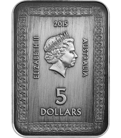2015 $5 800th Anniversary of The Magna Carta 1oz Silver Antiqued Rectangular Coin