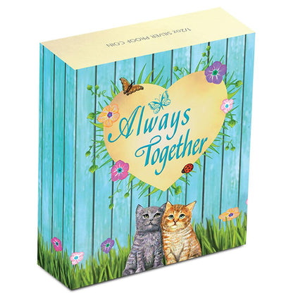 Tuvalu 2015 50c Always Together Kittens 1/2oz Silver Coloured Proof Coin