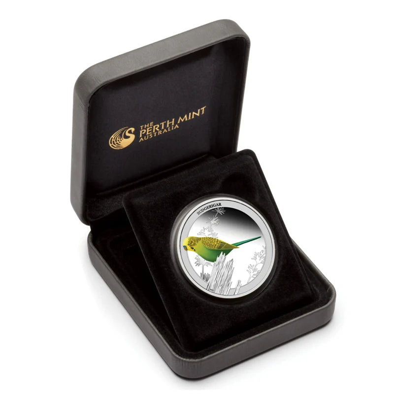 2013 50c Birds of Australia Budgerigar 1/2oz Silver Coloured Proof Coin