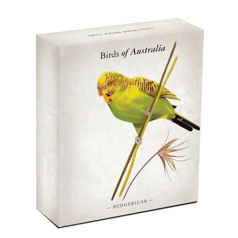 2013 50c Birds of Australia Budgerigar 1/2oz Silver Coloured Proof Coin