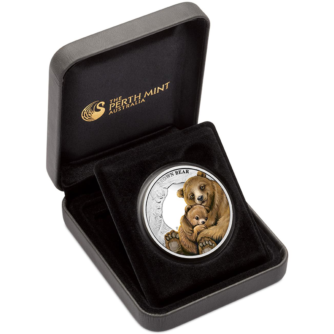Tuvalu 2014 50c Mother's Love Brown Bear 1/2oz Silver Coloured Proof Coin