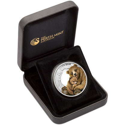 Tuvalu 2014 50c Mother's Love Brown Bear 1/2oz Silver Coloured Proof Coin