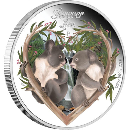 Tuvalu 2012 50c Forever Love Koala 1/2oz Silver Coloured Proof Coin