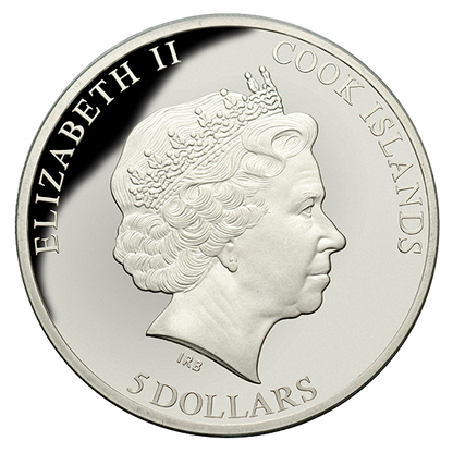 Cook Islands 2015 $5 World of Parrots Rainbow Lorikeet Silver Coloured 3D Coin