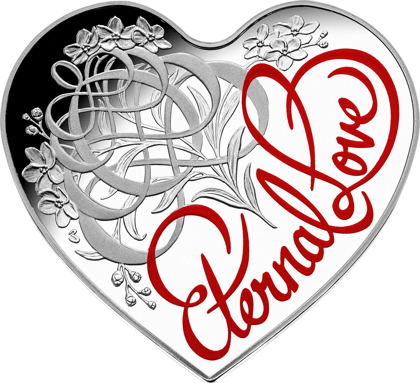 2015 $5 Eternal Love 1oz Silver Coloured Proof Heart Shaped Coin