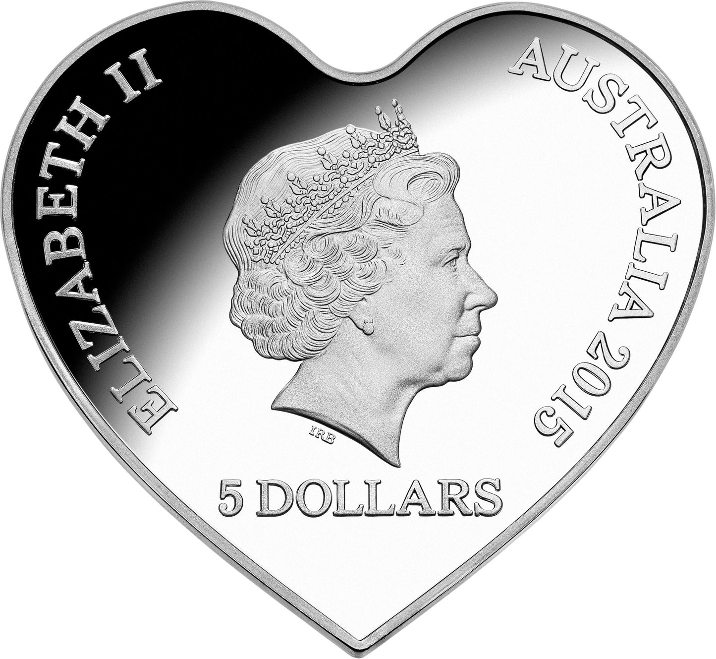 2015 $5 Eternal Love 1oz Silver Coloured Proof Heart Shaped Coin