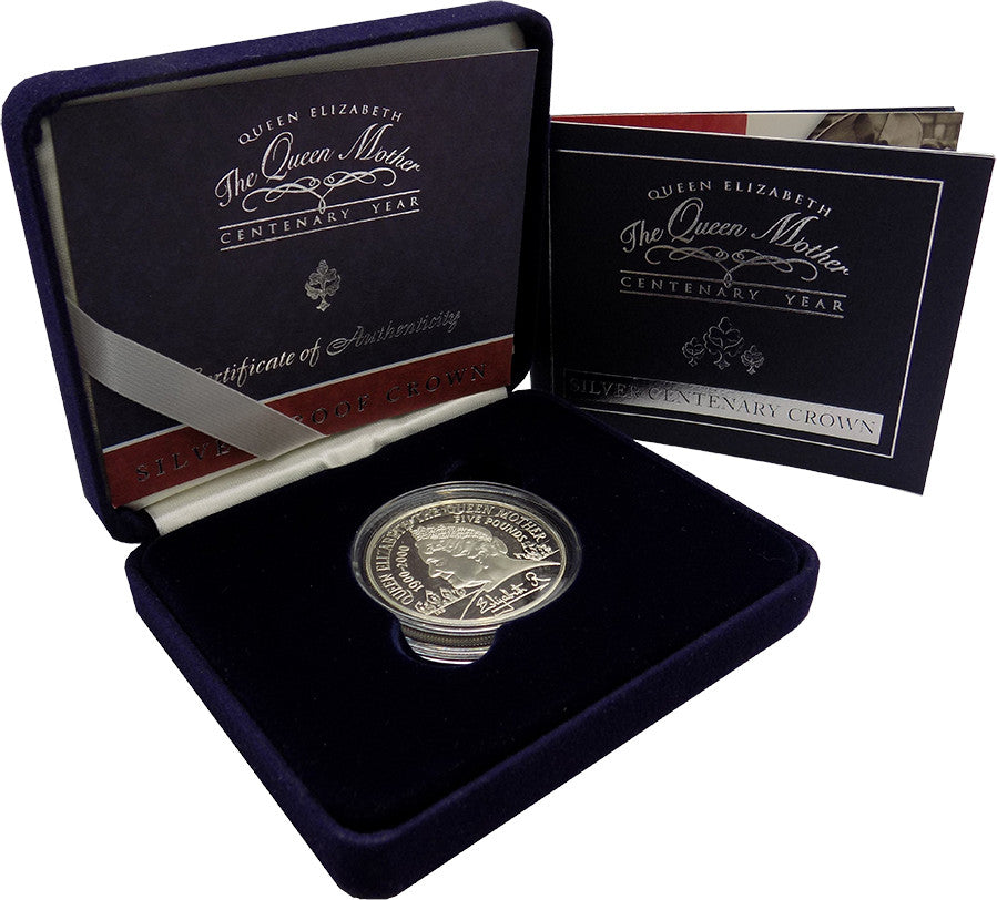 UK 2000 £5 Queen Elizabeth The Queen Mother Centenary Year Silver Proof