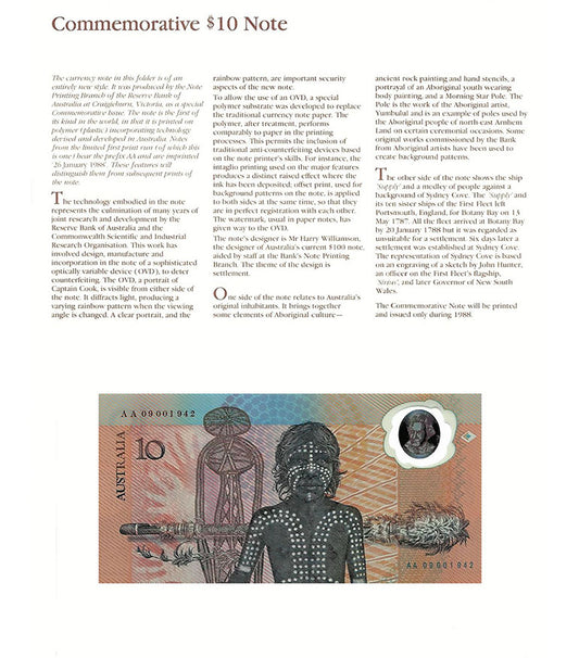 1988 $10 Commemorative Bicentennial Uncirculated Note