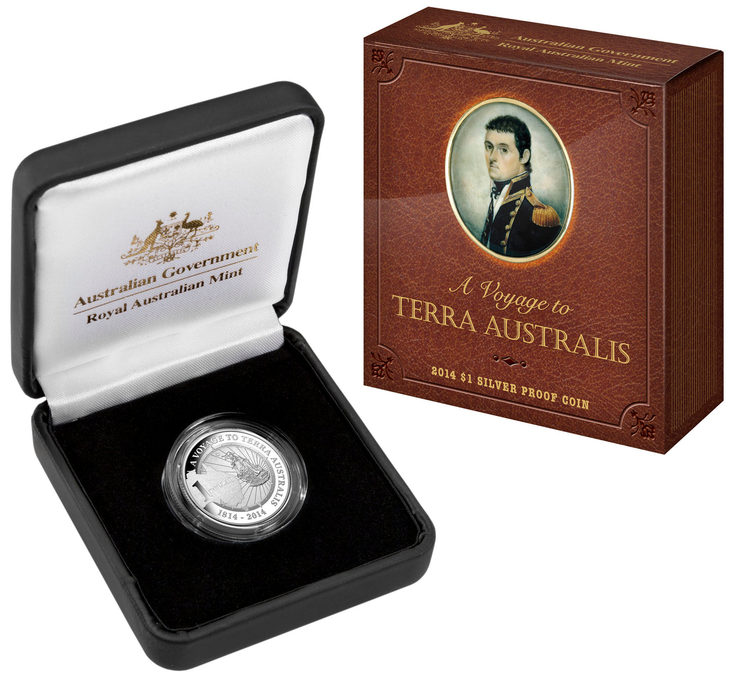 2014 $1 A Voyage To Terra Australis Silver Proof Coin