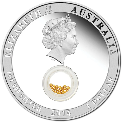 2014 $1 Treasures of The World Australia Gold Locket 1oz Silver Proof Coin