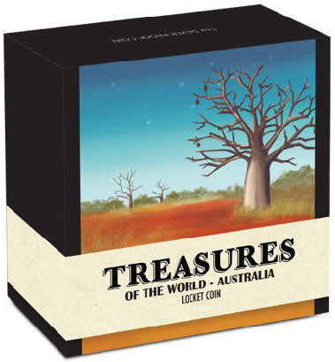 2014 $1 Treasures of The World Australia Gold Locket 1oz Silver Proof Coin