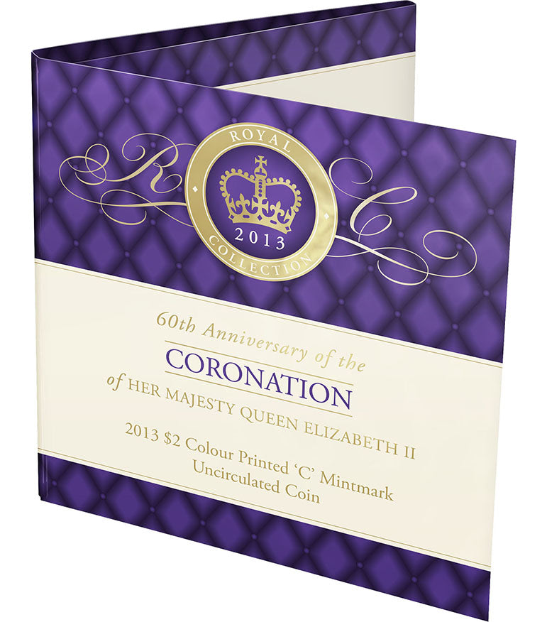2013 $2 60th Anniversary of The Coronation of Her Majesty Queen Elizabeth II 'C' Mintmark Coloured Uncirculated Coin