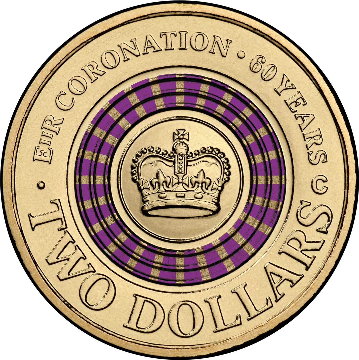 2013 $2 60th Anniversary of The Coronation of Her Majesty Queen Elizabeth II 'C' Mintmark Coloured Uncirculated Coin