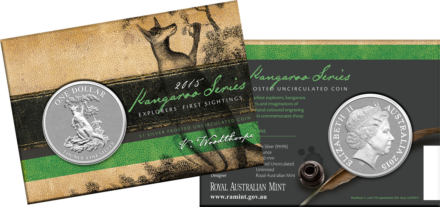 2015 $1 Kangaroo Explorer's First Sightings 1oz Silver Uncirculated Coin