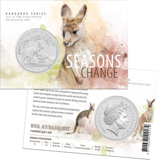 2017 $1 Kangaroo Seasons Change 1oz Silver Uncirculated Coin