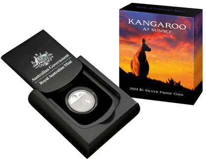 2014 $1 Kangaroo At Sunset Silver Proof Coin