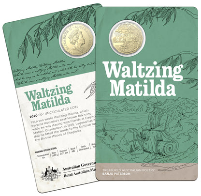 2020 50c Treasured Australian Poetry Banjo Patterson Waltzing Matilda Uncirculated Coin