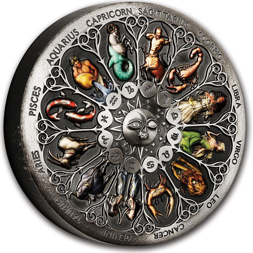 Tuvalu 2020 $5 Signs of The Zodiac 5oz Silver Coloured Antiqued Coin