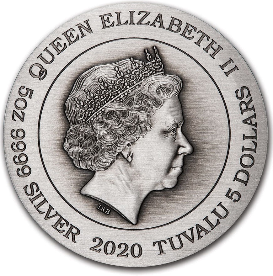 Tuvalu 2020 $5 Signs of The Zodiac 5oz Silver Coloured Antiqued Coin