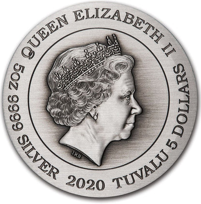 Tuvalu 2020 $5 Signs of The Zodiac 5oz Silver Coloured Antiqued Coin