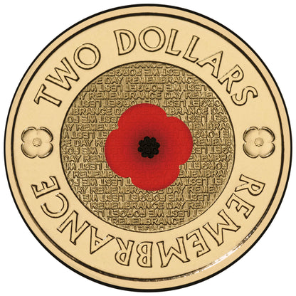 2012 $2 Remembrance Day Coloured Uncirculated Mint Roll
