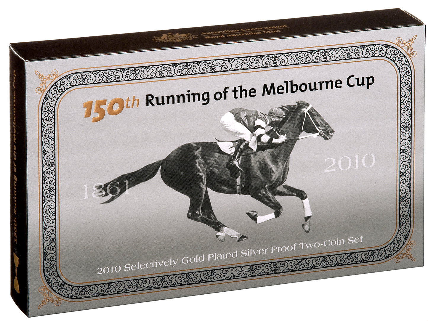 2010 50c 150th Running of The Melbourne Cup Selectively Gold Plated Silver Proof 2 Coin Set