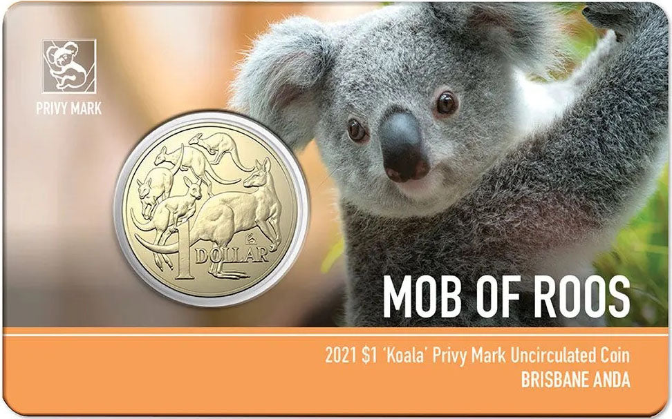 2021 $1 ANDA Brisbane Mob of Roos 'Koala' Privy Mark Uncirculated Coin