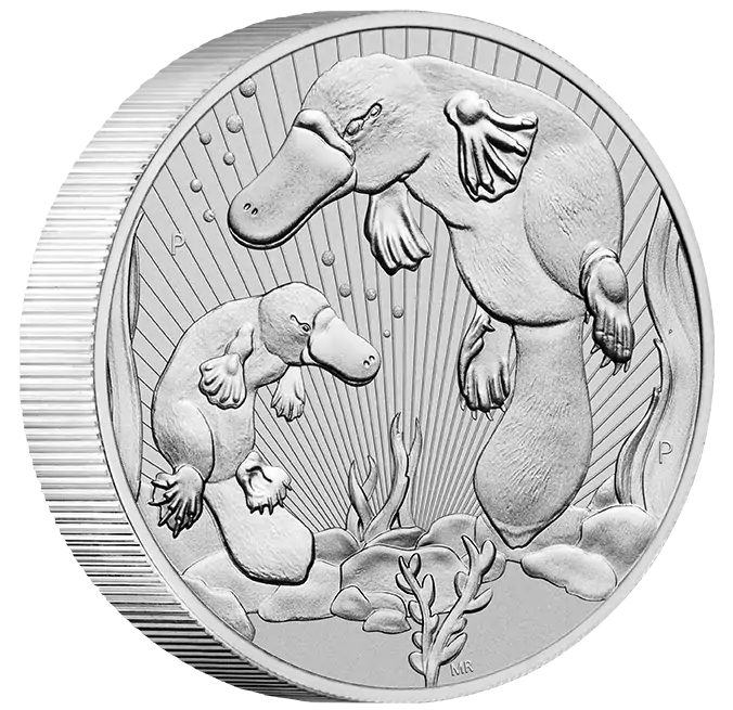 2021 $2 Mother & Baby Platypus 2oz Silver Piedfort BU Coin