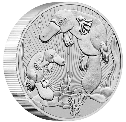 2021 $2 Mother & Baby Platypus 2oz Silver Piedfort BU Coin