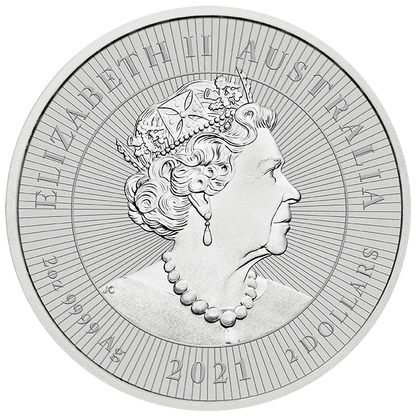 2021 $2 Mother & Baby Platypus 2oz Silver Piedfort BU Coin