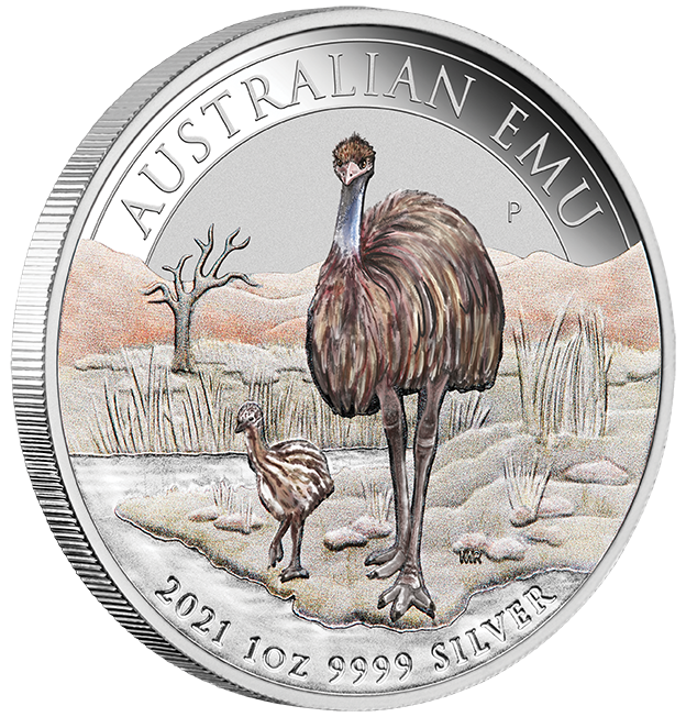 2021 $1 ANDA Melbourne Emu 1oz Silver Coloured Proof Coin