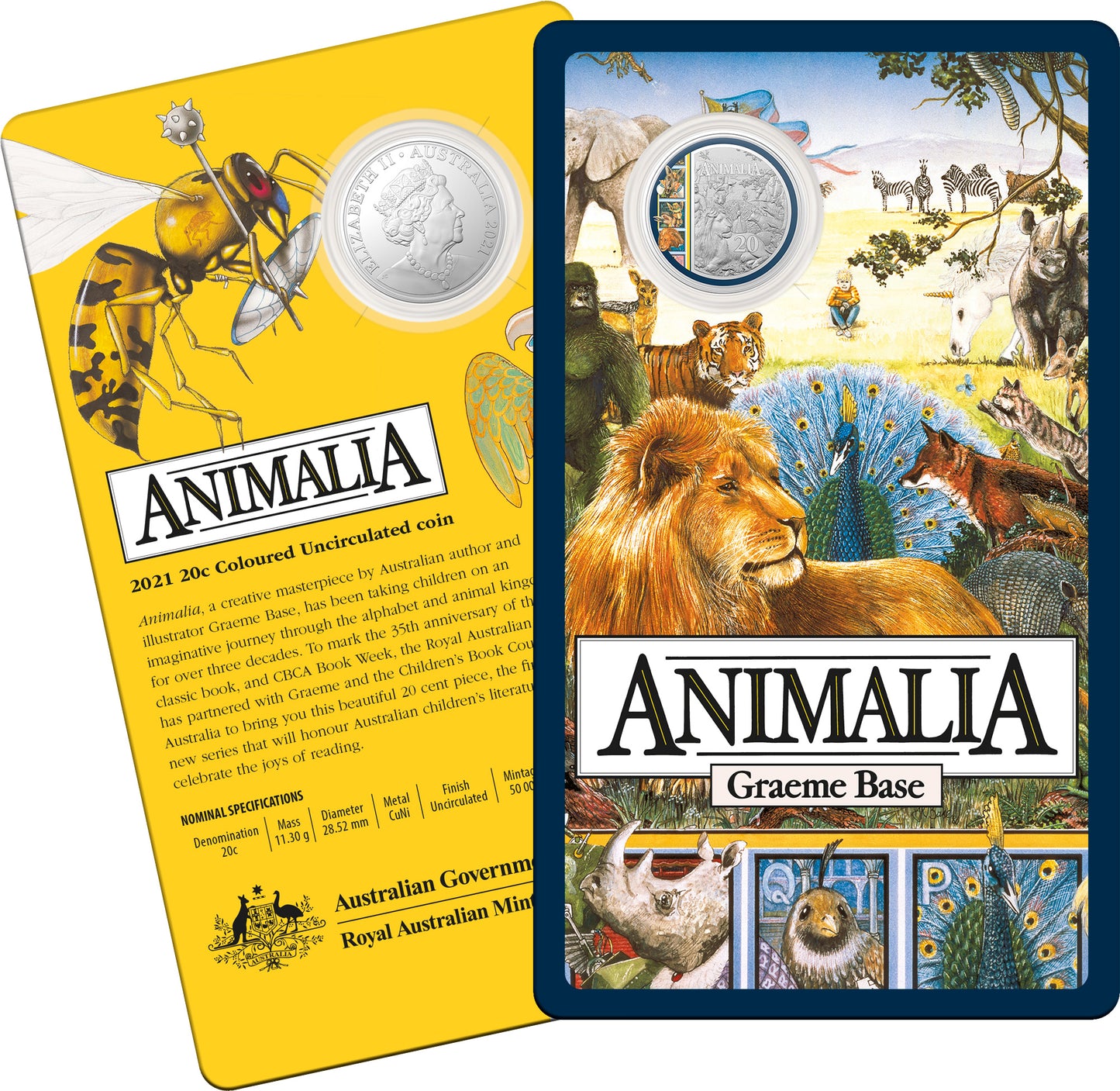 2021 20c 35th Anniversary of Animalia Coloured Uncirculated Coin