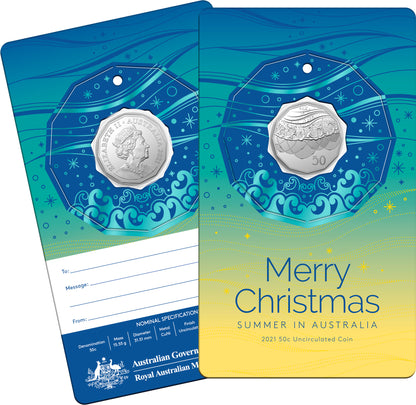 2021 50c Merry Christmas Summer In Australia Uncirculated Coin