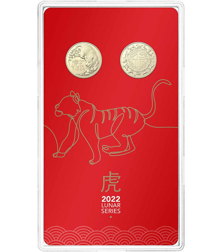 2022 $1 Year of The Tiger Uncirculated 2 Coin Set