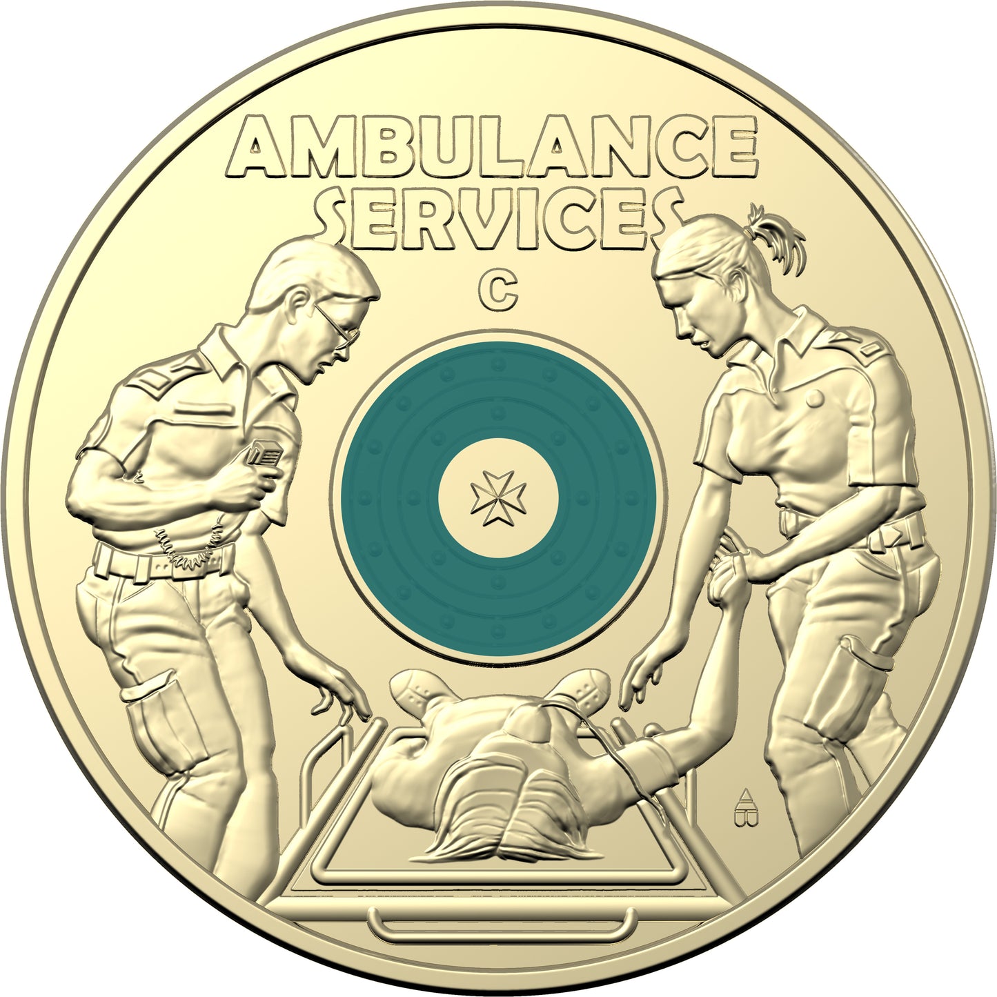 2021 $2 When Seconds Count Australian Ambulance Services 'C' Mintmark Coloured Uncirculated Coin