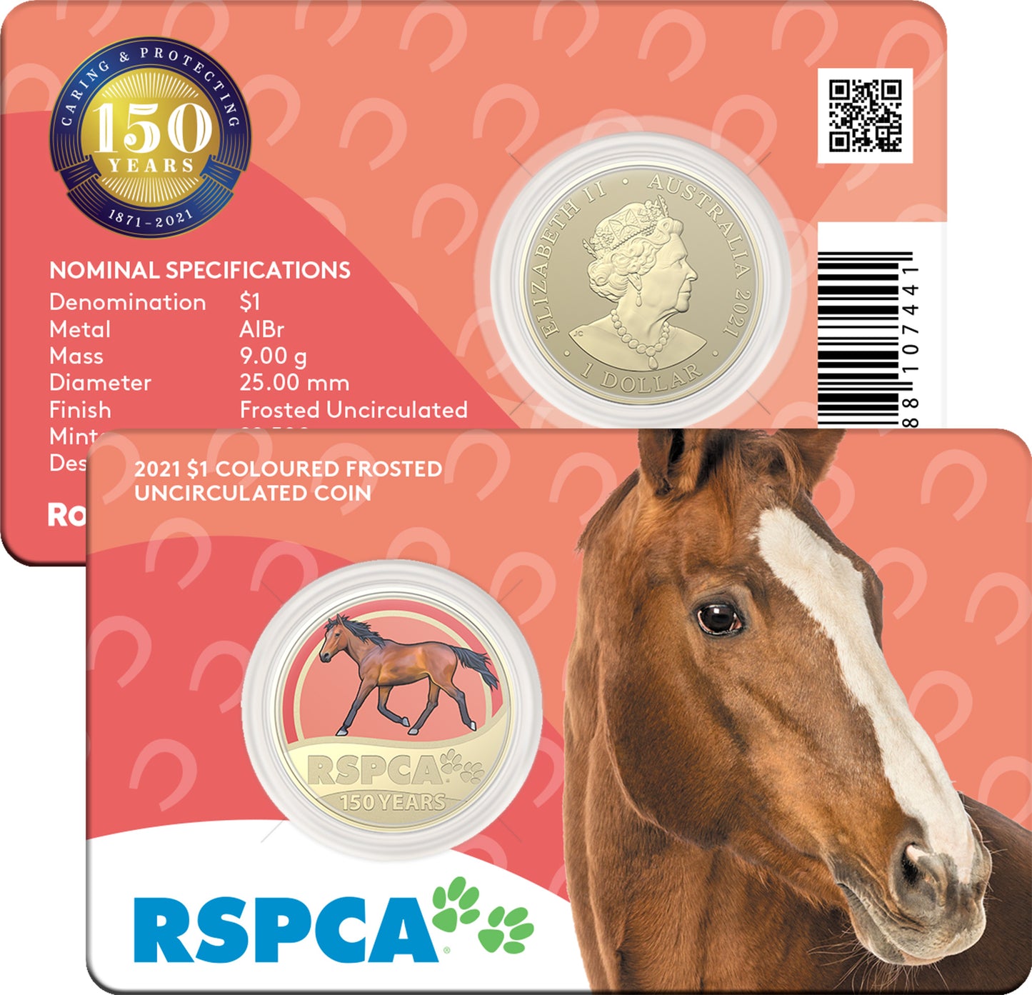 2021 $1 150th Anniversary of The RSPCA Coloured Uncirculated 8 Coin Box Set