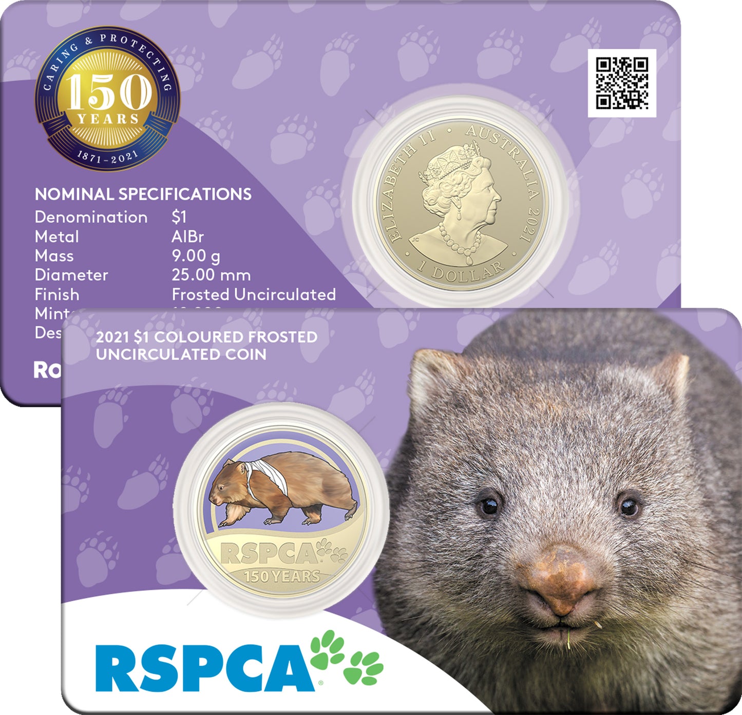 2021 $1 150th Anniversary of The RSPCA Coloured Uncirculated 8 Coin Box Set
