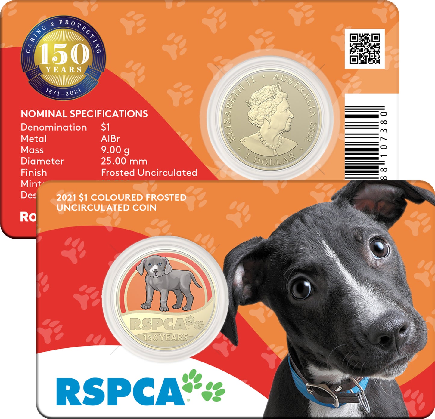 2021 $1 150th Anniversary of The RSPCA Coloured Uncirculated 8 Coin Box Set