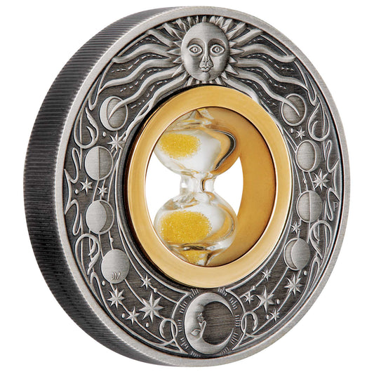 Tuvalu 2021 $2 Hourglass 2oz Silver Antiqued Coin