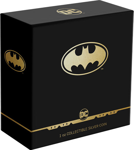 Niue 2021 $2 DC Comics Batman Logo Shaped 1oz Silver Coloured Proof Coin